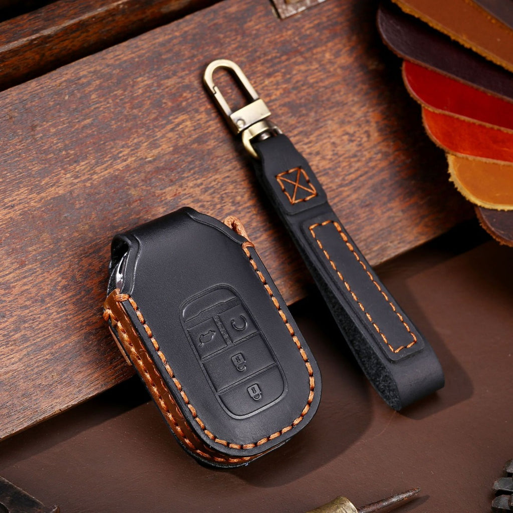 Carsine Honda Leather Car Key Cover 3,4,5 Button Black / 4 Button-A