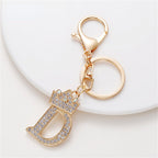 Carsine Rhinestone 26 Letters Car Keychain D