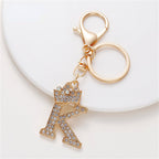 Carsine Rhinestone 26 Letters Car Keychain K