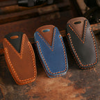 Étui en cuir pour clé de voiture Mitsubishi à 2 ou 3 boutons