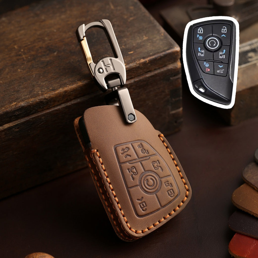 Carsine Buick Avenir GL8 Century Leather Car Key Cover Brown