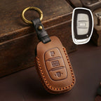 Carsine Hyundai Elantra IX25 Festa IX35 Verna Leather Car Key Cover 3 Button Brown / 3 Button-A