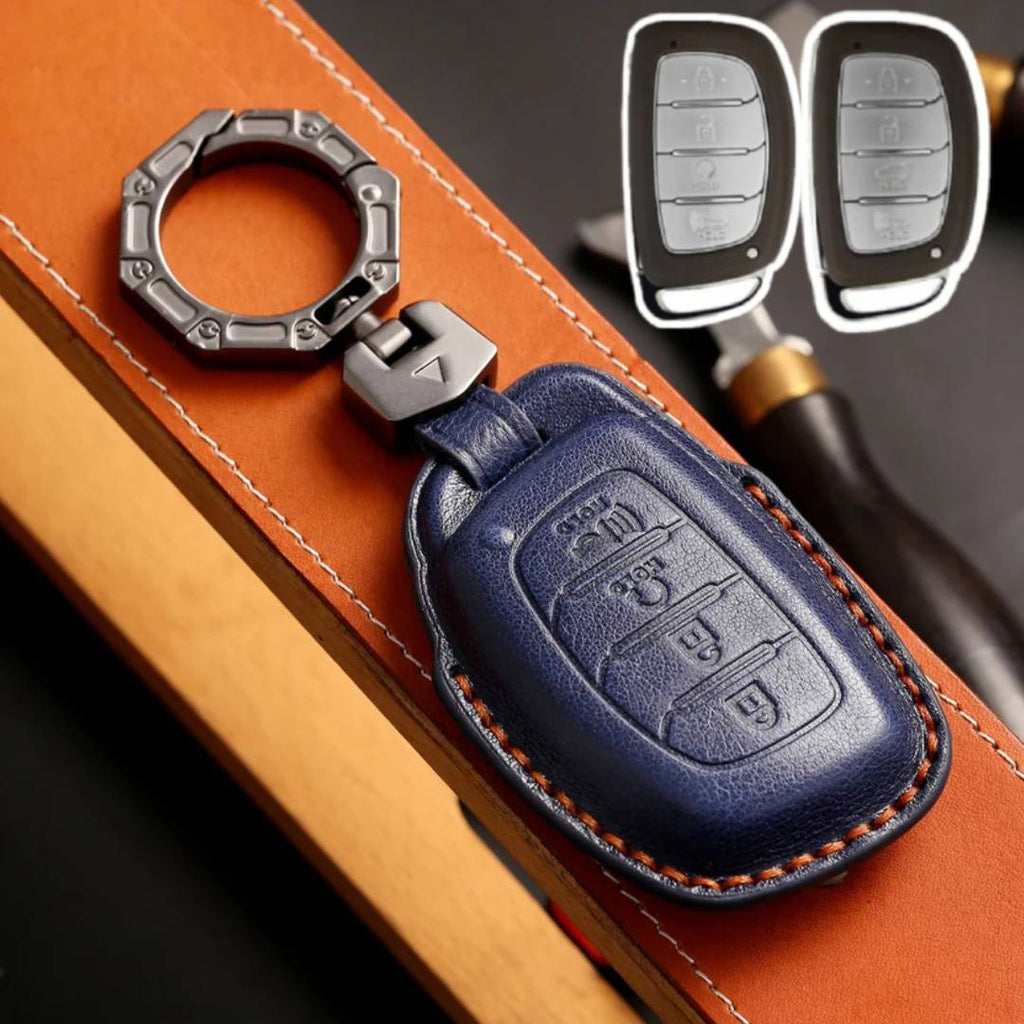 Hyundai Leather Car Key Cover 4 Button