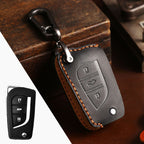 Carsine Toyota Leather Car Key Cover 3 Button Black / 3 Button