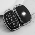 Carsine Hyundai Car Key Cover Silver Edge Black / Key case