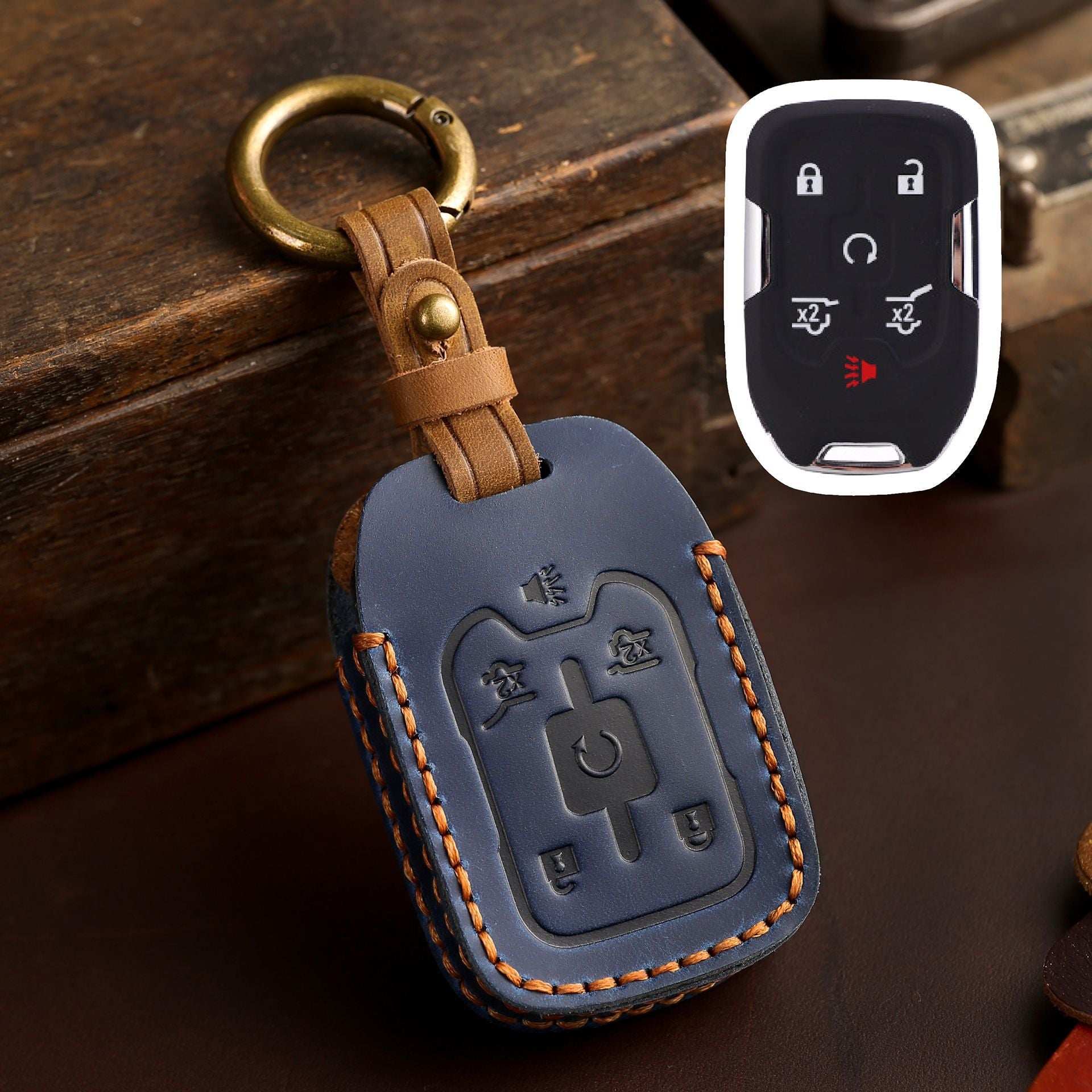 GMC Chevrolet Leder-Autoschlüsselhülle mit 4, 5 oder 6 Tasten