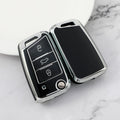 Carsine Volkswagen Car Key Cover Silver Edge Black / Key case