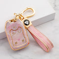 Carsine GMC Yukon Car Key Case Gold Inlaid With Jade Pink / Key case + strap