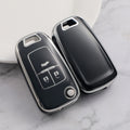 Carsine Chevrolet Holden Buick Vauxhall Car Key Cover Silver Edge Black / Key case