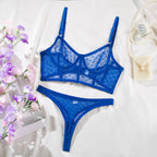 Polka Dot Mesh Ultra-Thin See-Through Sexy Bra 2-Piece Set G string Thong