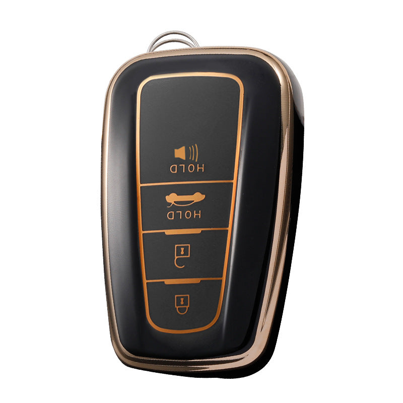 Carsine Toyota Car Key Case Golden Edge 4 Buttons / Black / Key case