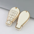Carsine Jeep Dodge Ram Chrysler Car Key Case Golden Edge White / Key case