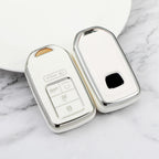 Carsine Honda Acura Car Key Cover Silver Edge White / Key case