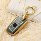 Carsine BMW Car Key Case Golden Edge Grey / Key case + O chain