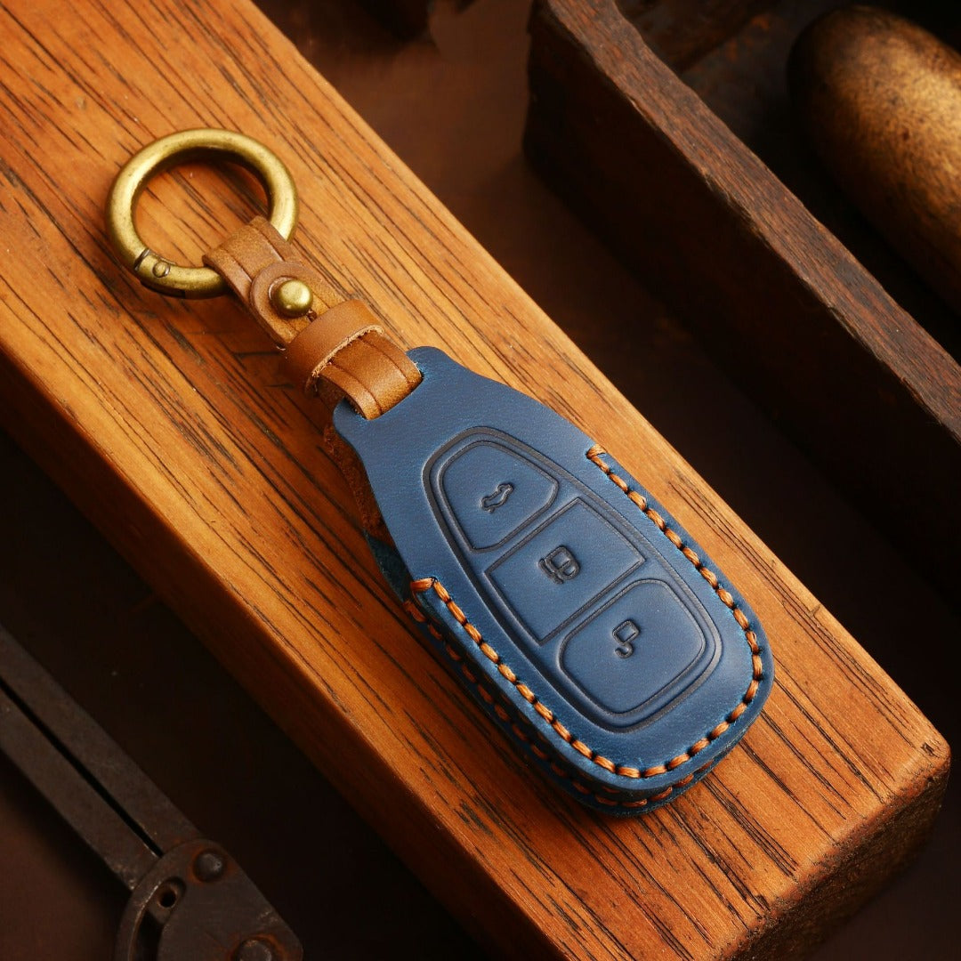 Ford EcoSport Focus Leder-Autoschlüsselhülle mit 3 Tasten