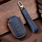 Carsine Honda Leather Car Key Cover 3,4,5 Button Blue / 5 Button
