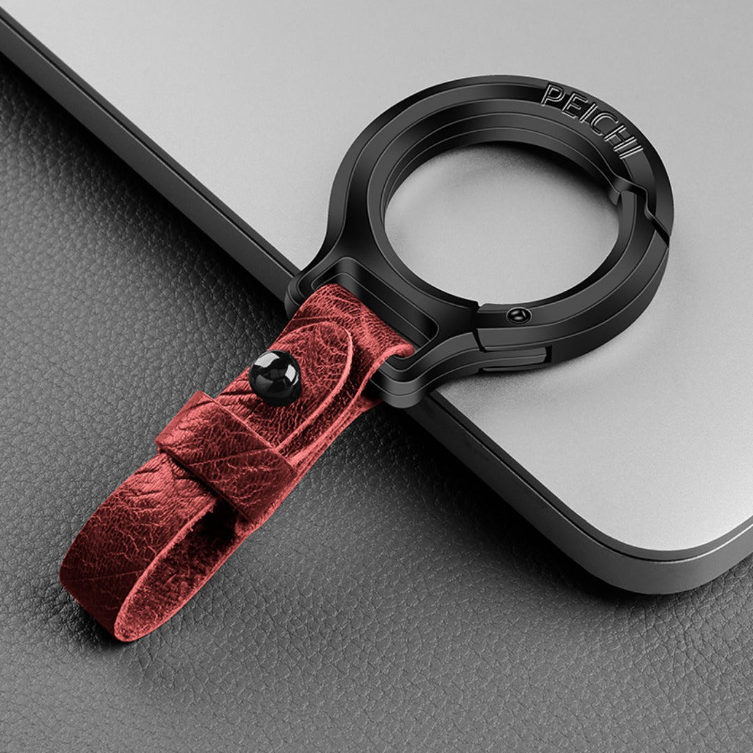 Porte-clés en cuir de vachette pleine fleur et alliage de zinc