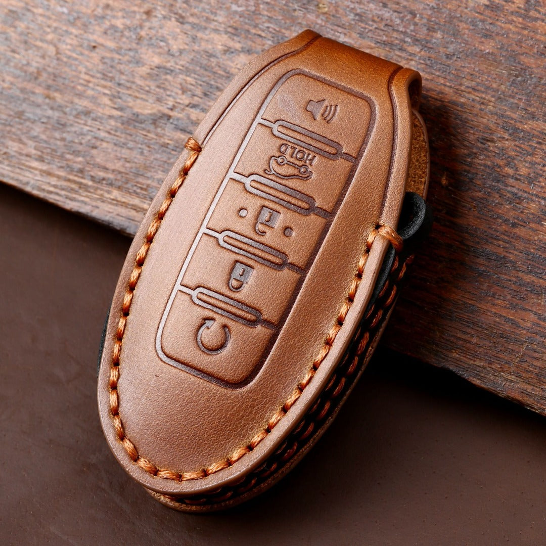 Étui en cuir pour clé de voiture Nissan à 3, 4 ou 5 boutons