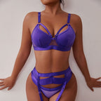 String violet sexy pour femme, avec jarretières.