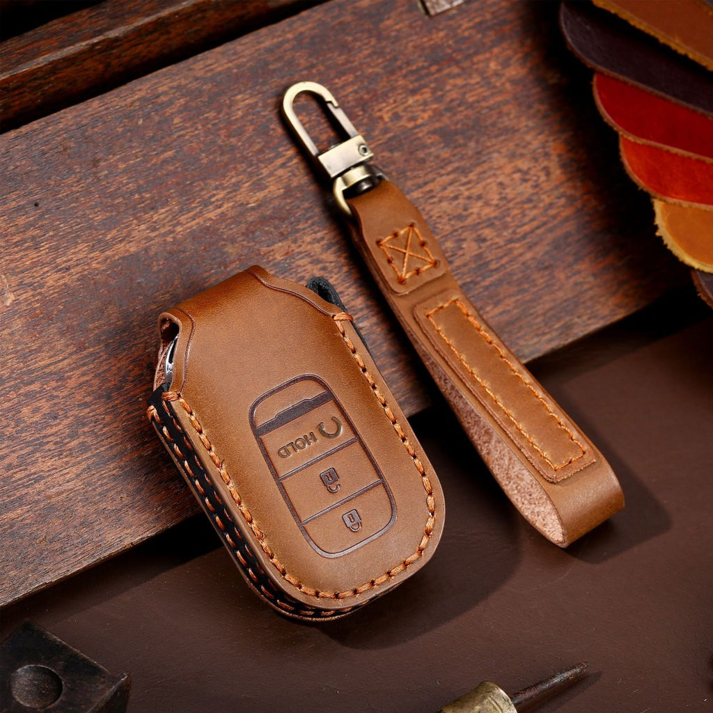Carsine Honda Leather Car Key Cover 3,4,5 Button Brown / 3 Button