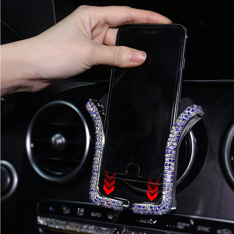 Carsine Rhinestone Car Phone Holder U-shaped