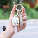 Carsine Honda Car Key Case Golden Edge 2 Buttons / White / Key case + O chain