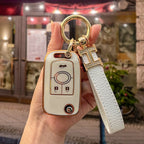 Carsine Buick Car Key Case Golden Edge White / Key case + strap