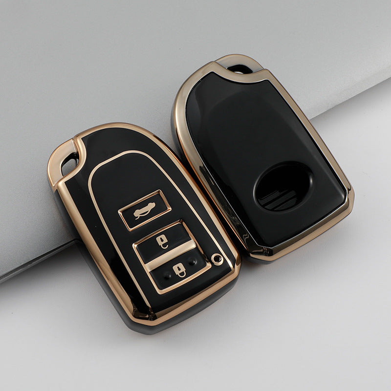 Carsine Toyota Car Key Case Golden Edge 3 Buttons / Black / Key case