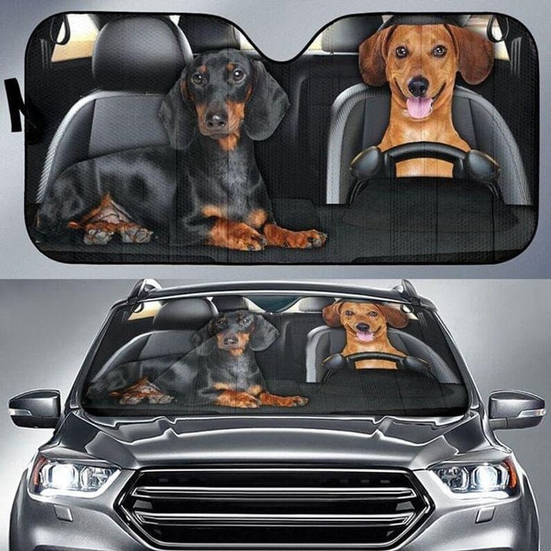 Carsine Pitbull Dog Family Car Sunshade