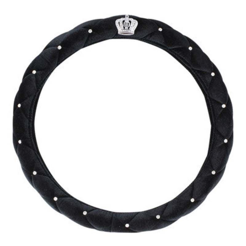 Carsine Crown Rhinestone Plush Steering Wheel Cover